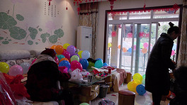 中国结婚礼喜事新房客厅布置装饰4k实拍