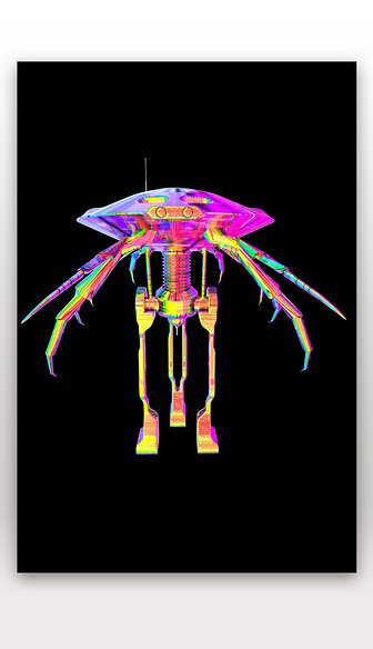 彩色未来科幻元宇宙风格螃蟹抽象概念模型