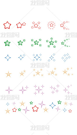 简约小清新渐变手绘五角星各种矢量星形装饰