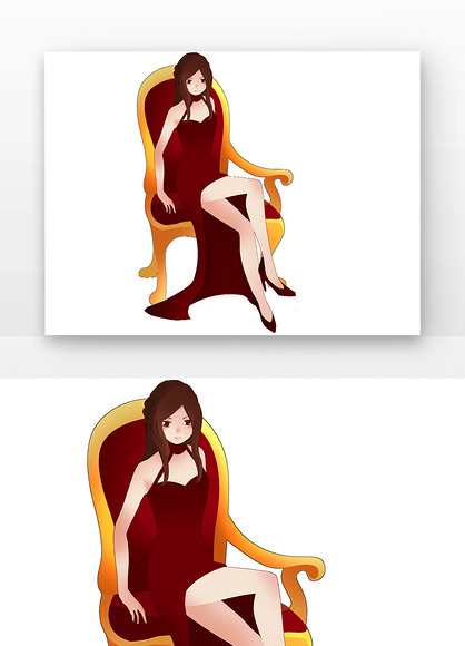 妇女节坐着的女孩宝座女王