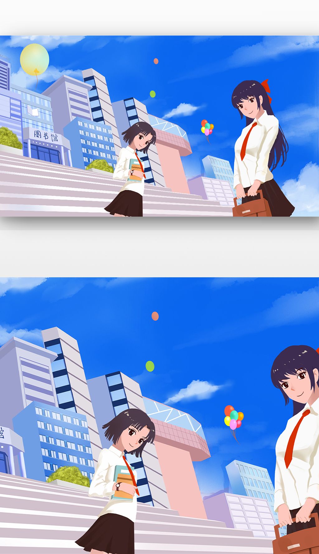 开学季学校女生校园下载-编号26742333-插画背景-我图网