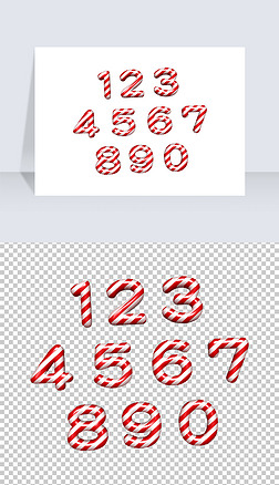 红色圣诞糖果数字立体字艺术字设计