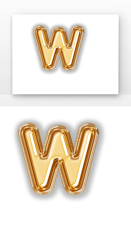 c4d大写字母w气球质感立体字3d渲染元素