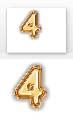 c4d数字4气球质感立体字3d渲染元素