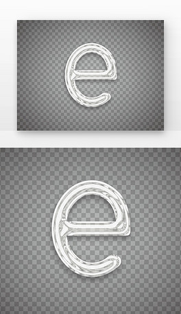 e小写字母酸性字体塑料流光玻璃艺术字元素