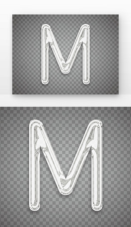 m大写字母酸性字体塑料流光玻璃艺术字元素