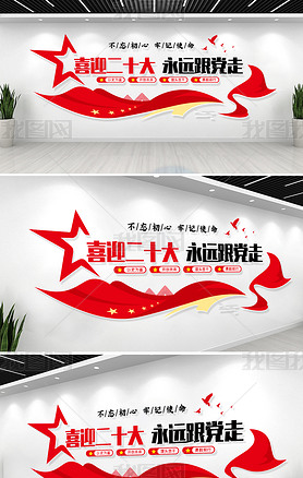 喜迎党的二十大文化墙标语宣传设计