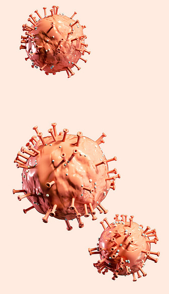 3D立体红色新冠病毒