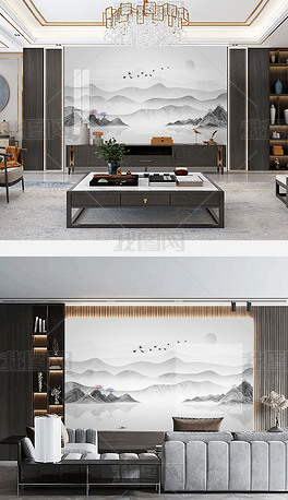 TSG039新中式山水电视背景墙装饰画