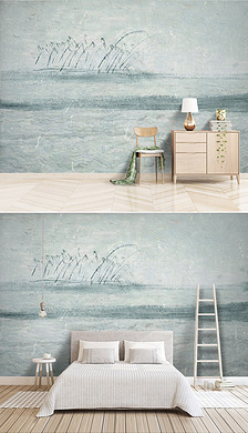 抽象水墨背景墙北欧抽象画水泥墙面背景墙