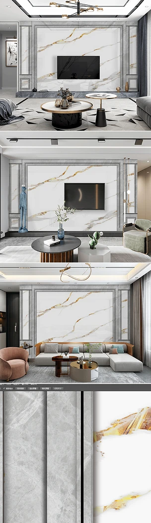 爵士白大理石纹整体护墙板背景墙