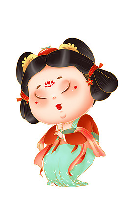 宫女插画|古风仕女形象古典人物ip可爱卡通宫廷宫女