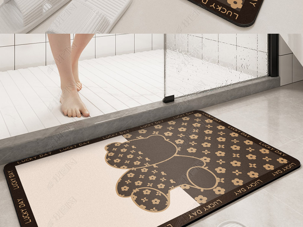 现代简约复古美式轻奢硅藻泥软垫地毯地垫浴室垫
