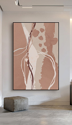 北欧现代轻奢抽象艺术油画莫兰迪色客厅装饰画