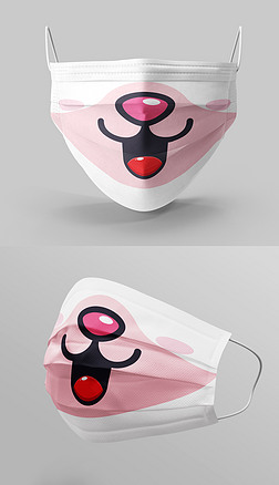一次性医疗护士女生预防病毒粉红色口罩图案设计