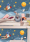 卡通宇宙可爱太空人儿童房背景墙