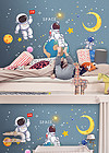 宇宙太空人卡通儿童房背景墙