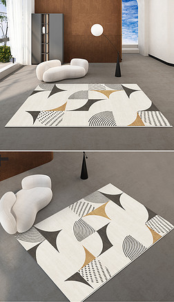 现代北欧简约抽象几何艺术地毯地垫图案设计