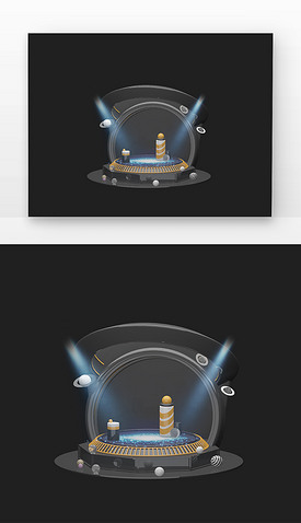3dmax星球元素黑金舞台3D渲染