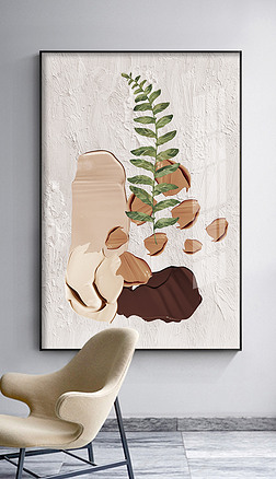 油画创意装饰画|北欧简约创意侘寂风抽象油画莫兰迪色客厅装饰画