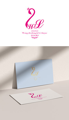 字母wl婚礼logo天鹅