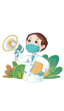 医生疫情防疫宣传喇叭社区卫生抗疫戴口罩