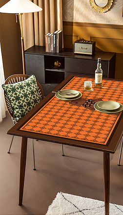 复古美式轻奢北欧现代卡通茶几垫皮革餐桌垫桌布