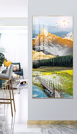 玄关现代简约自然风景装饰画|ll1427北欧现代风景山水玄关装饰画