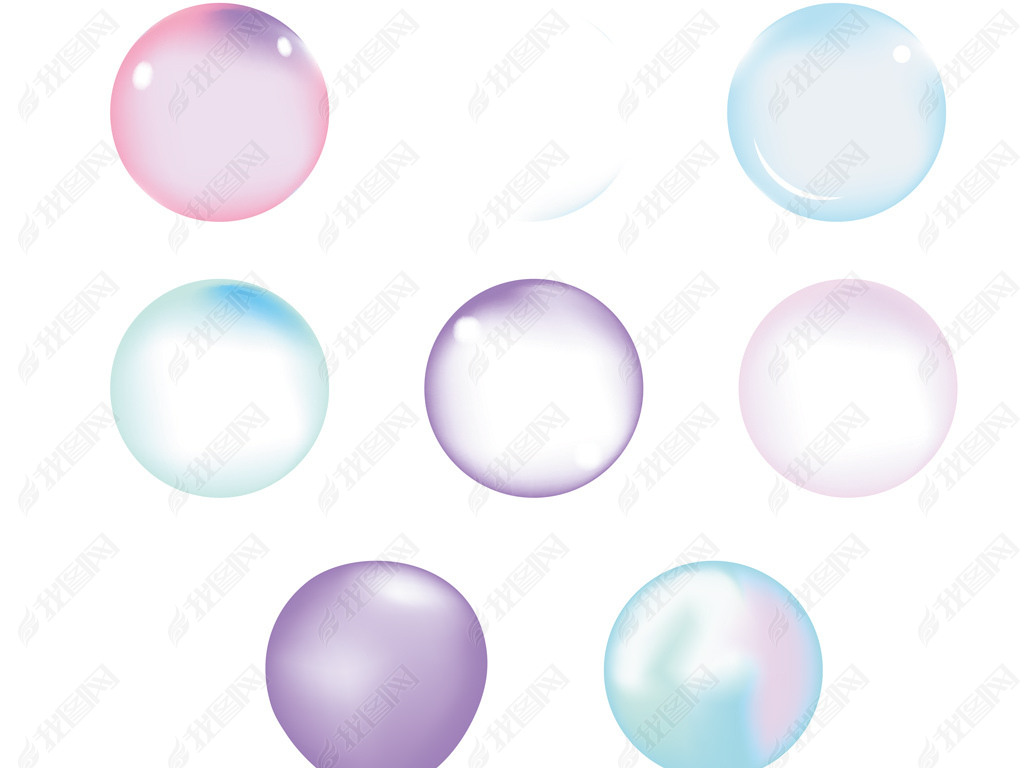 彩色泡泡透明水气泡气球节日元素详情页素材