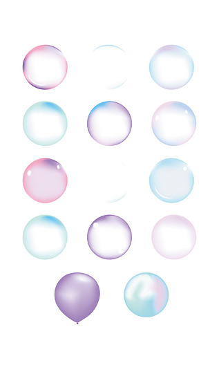 彩色泡泡透明水气泡气球节日元素详情页素材