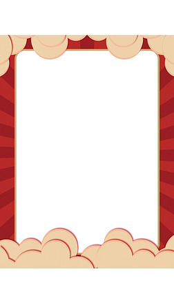 中式风国潮风红色喜庆边框祥云简约背景图