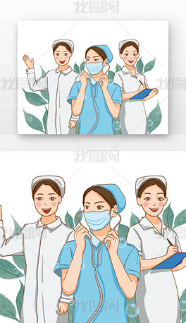 蓝色温柔优雅的女护士护士节护士