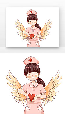 粉色护士节微笑护士举着爱心元素