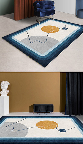 轻奢简约现代抽象渐变色床边毯沙发茶几垫4
