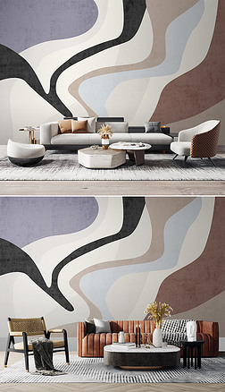 现代简约抽象艺术客厅电视沙发背景墙壁画