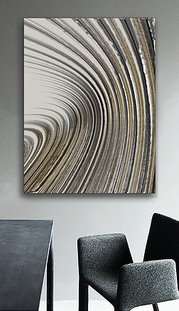 弯曲扭转抽象黑金折线几何美式室内装饰画