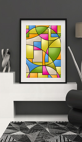 几何线条轻奢彩色玻璃彩色生活装饰画简约装饰画