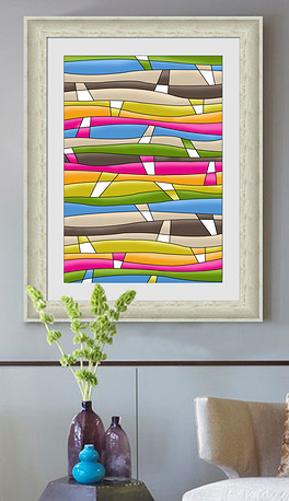 几何线条轻奢彩色玻璃彩色生活装饰画简约装饰画