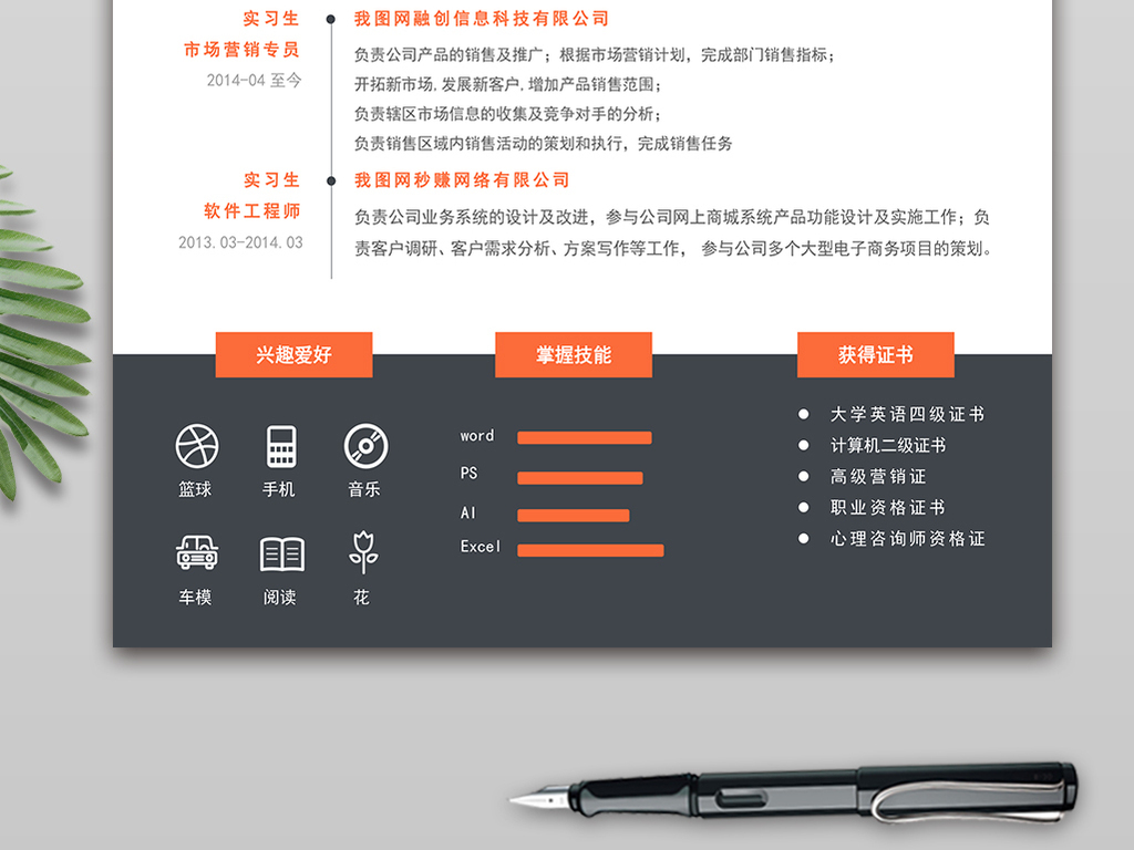 市场运营销售专员求职简历