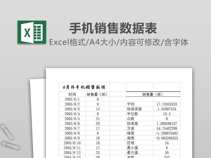 手机销售数据表Excel表模板