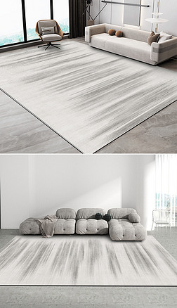 现代简约黑白抽象水墨条纹地毯地垫图案设计