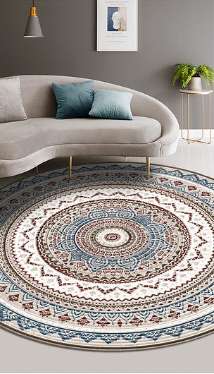 异域风格时尚简约蒲草圆形地毯图案设计