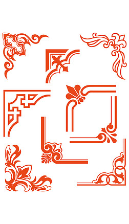 花边素材免抠元素|中国风喜庆边框花纹花边窗花素材雕花装饰