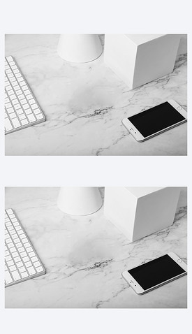 商务工作键盘手机白色大理石场景图