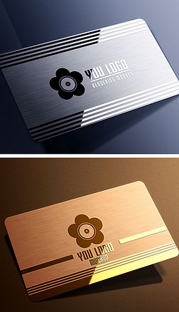 高端亮面金属名片卡片logo样机