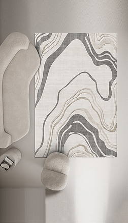 现代简约抽象水墨线条地毯地垫图案设计