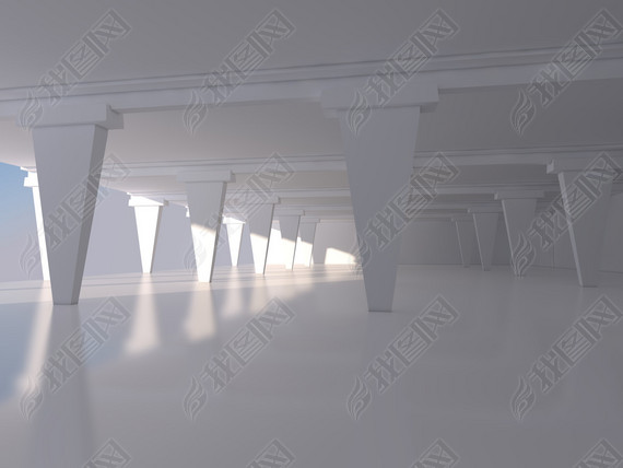 Abstract white empty interior background 3D rendering