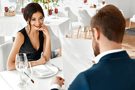 Romantic le In Love. Dinner In Restaurant. Romance And Relat