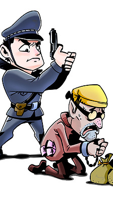 打警察举枪逮捕坏人元素