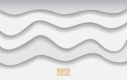 抽象剪纸背景。灰色和白色波浪。现实的层。时尚的网页或海报设计。背景与简单的形状。矢量插图.